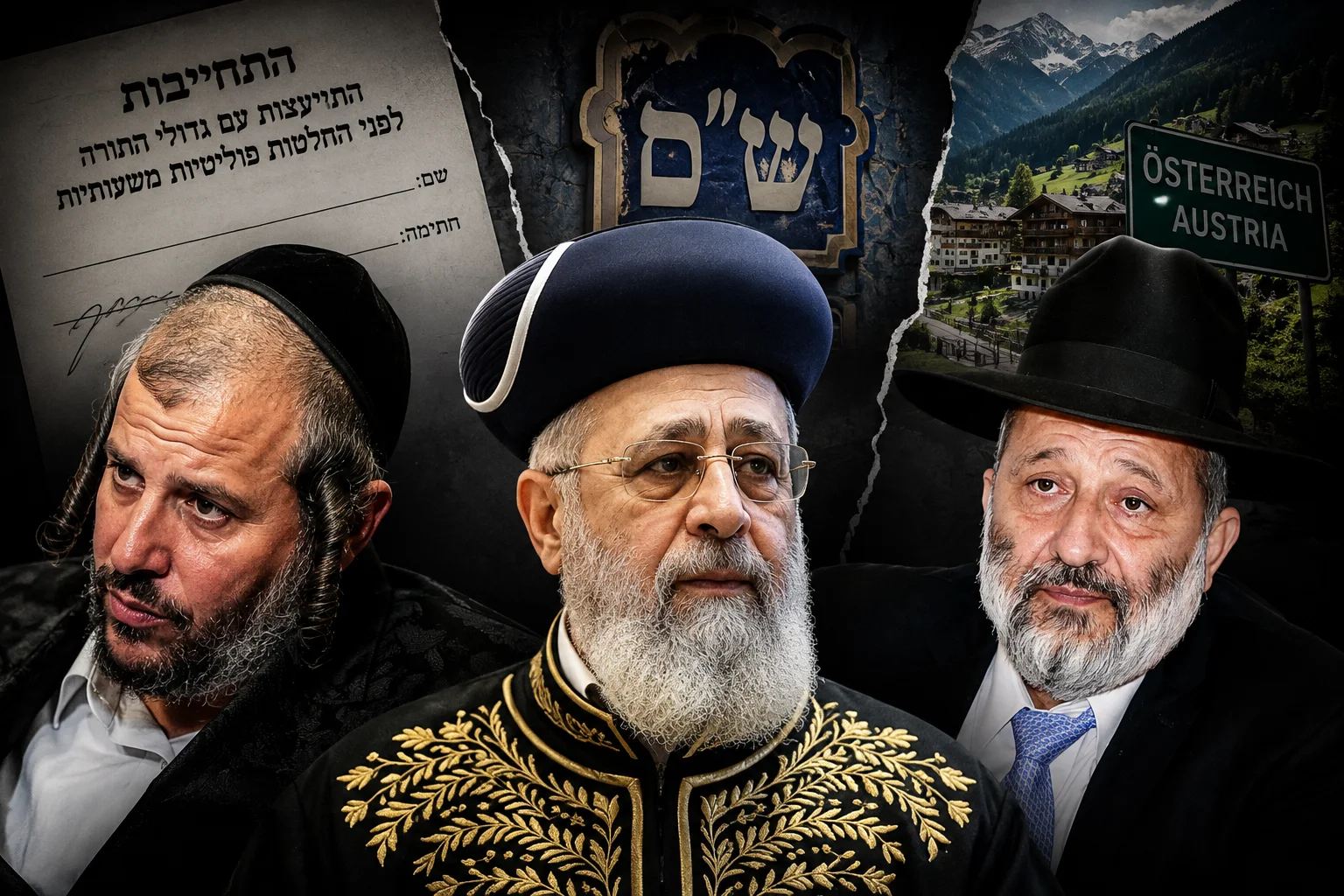 מוטי פריד משמאל, הרב יצחק יוסף במרכז ואריה דרעי מימין