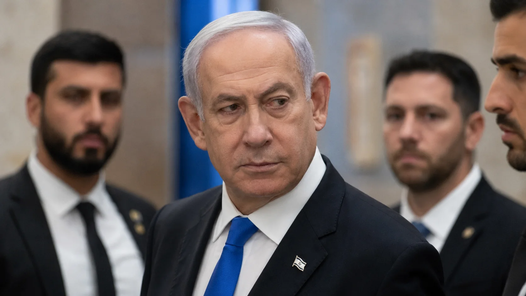 ראש הממשלה בנימין נתניהו לצד מאבטחים