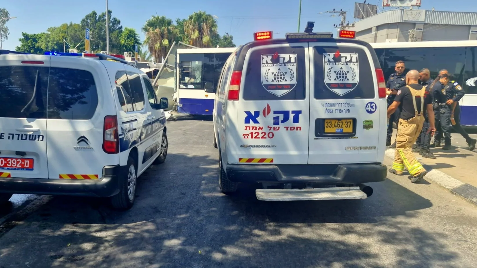 הכוחות בזירת התאונה באשקלון