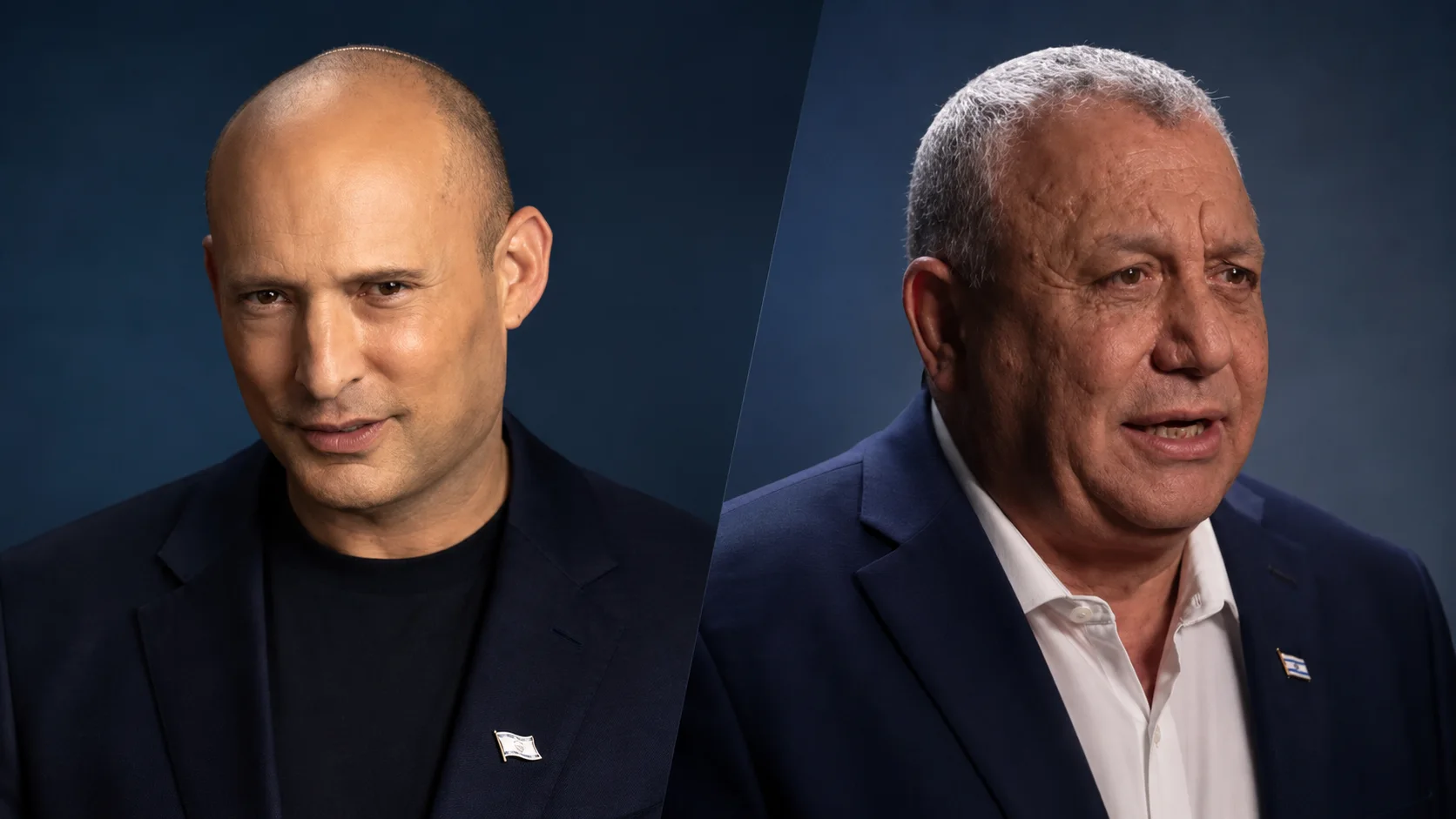 קולאז' של נפתלי בנט וגדי איזנקוט