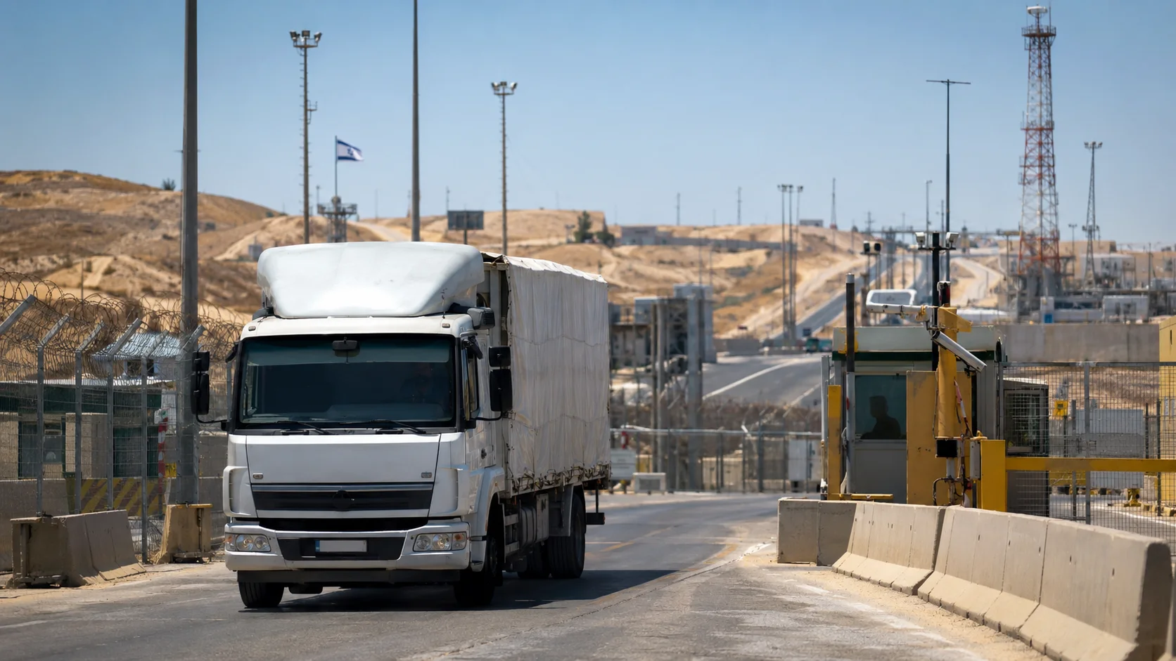 משאית סיוע בדרכה למעבר גבול ברצועת עזה. אילוסטרציה