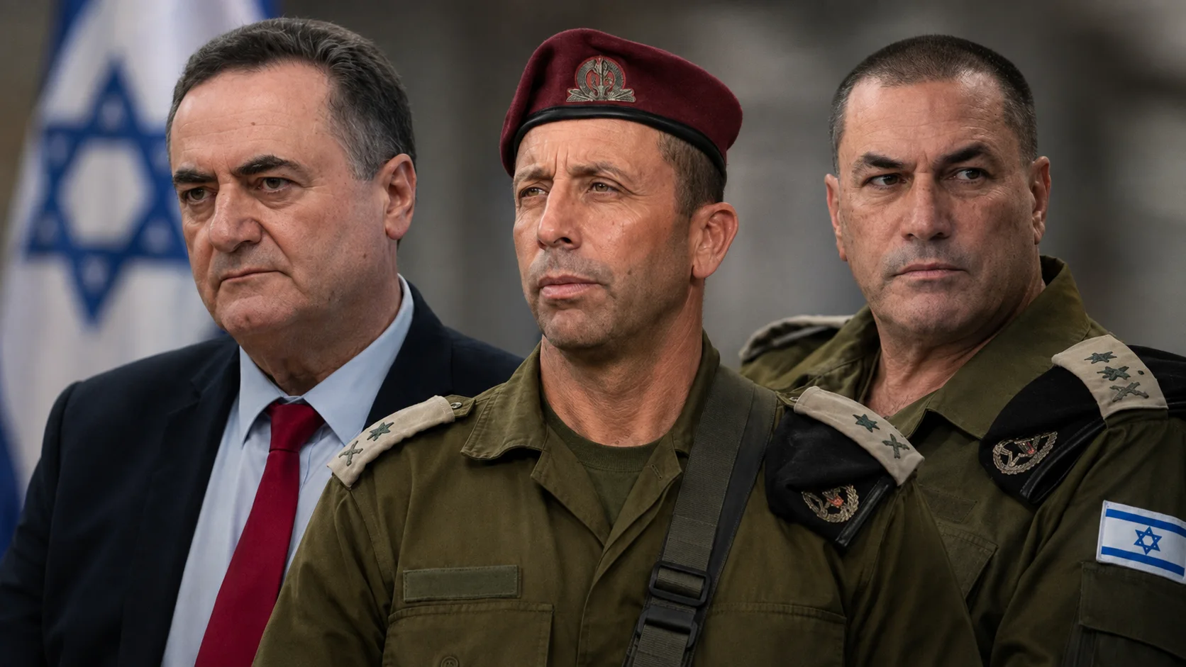שר הביטחון ישראל כ"ץ, מפקד פיקוד המרכז האלוף אבי בלוט והרמטכ"ל רב אלוף אייל זמיר, על רקע העימות החריף בצמרת מערכת הביטחון